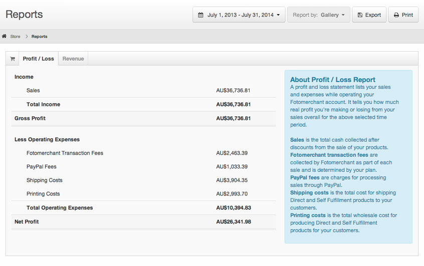 Example Profit Loss Report